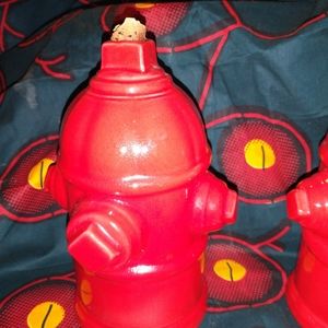 2 HOUSE OF WEBSTER RED CERAMIC FIRE HYDRANTS